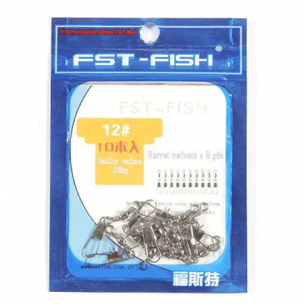 Вертлюг с карабином FST-Fish №8, 10 шт в Якутске